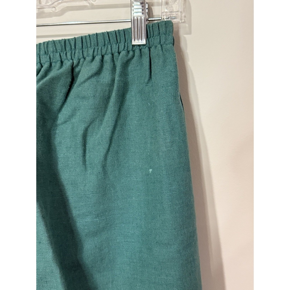 Vintage 80s 90s Lands End‎ Women's 10 Linen Blend High Rise Pants Pull On Green - Picture 12 of 12